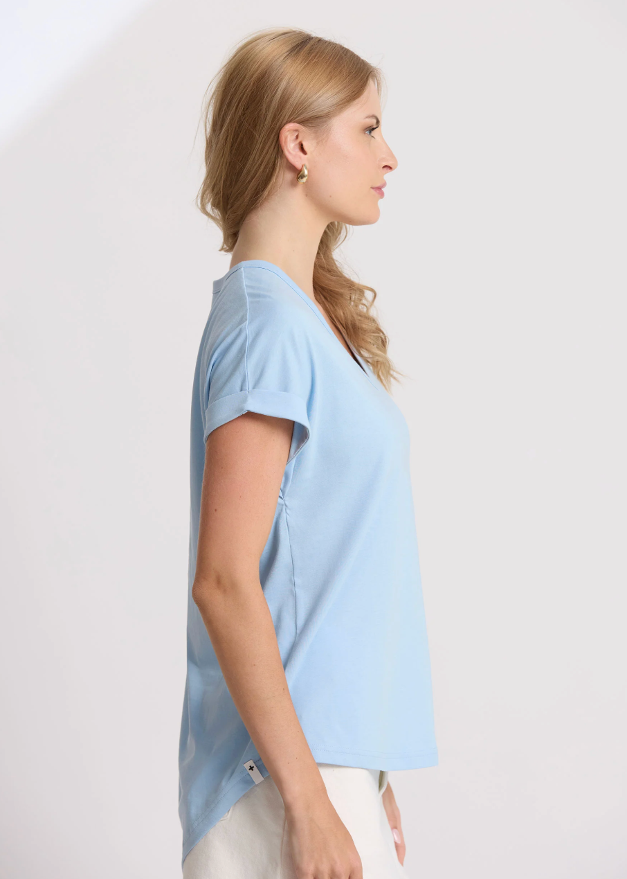 Soho Cuff V Tee - Sky | Abbey Road Kaikoura