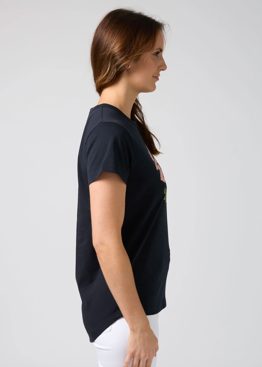 Classic Tee Blushing Blooms - Navy | Abbey Road Kaikoura