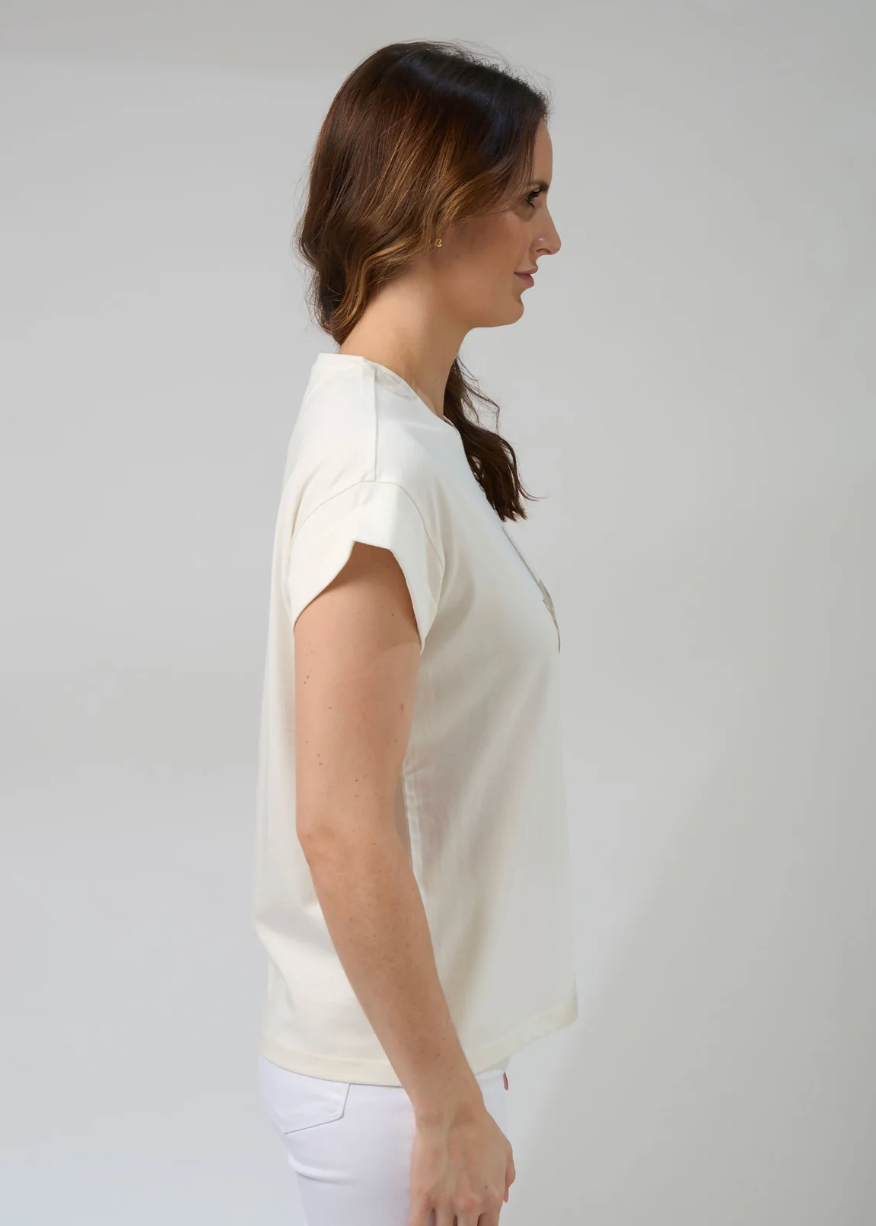 Cuff Tee Zebra Cross - Cream | Abbey Road Kaikoura