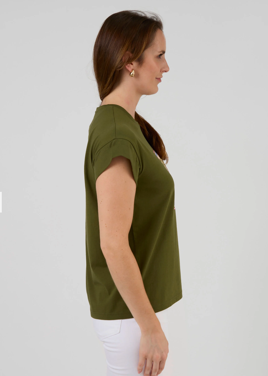Cuff Tee Palm - Khaki | Abbey Road Kaikoura