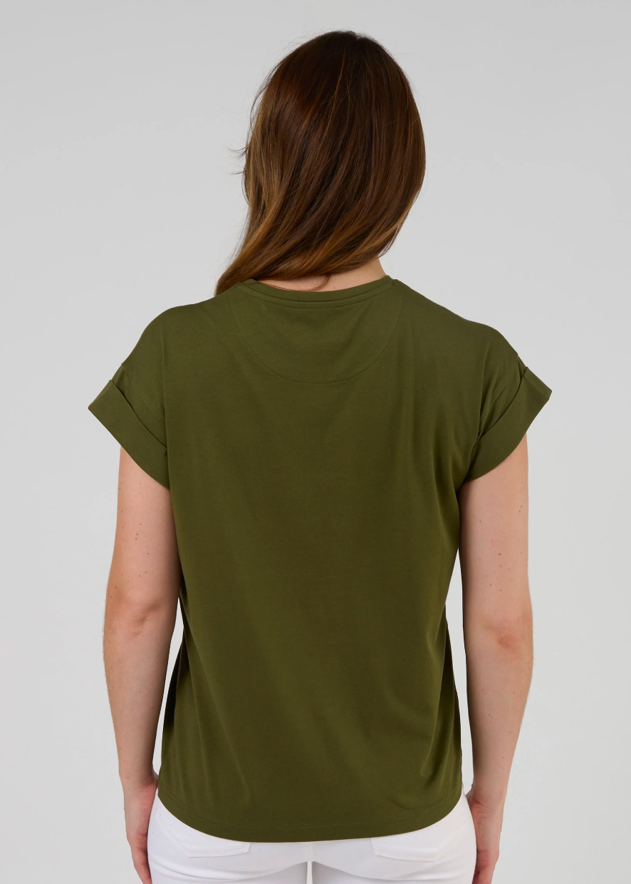 Cuff Tee Palm - Khaki | Abbey Road Kaikoura