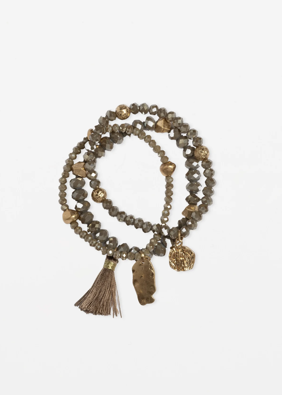 Set of 3 Smoky Quartz Bead Bracelet | Abbey Road Kaikoura