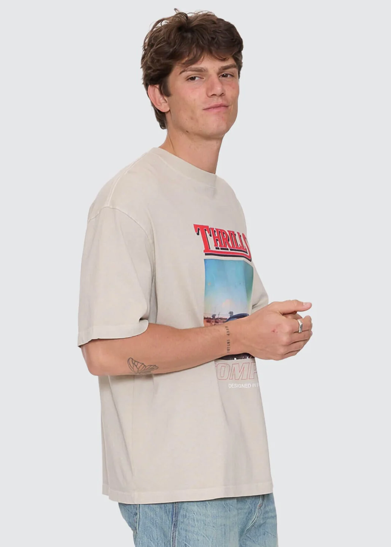 Skerrt Box Fit Oversized Cropped Tee - Oatmeal | Abbey Road Kaikoura