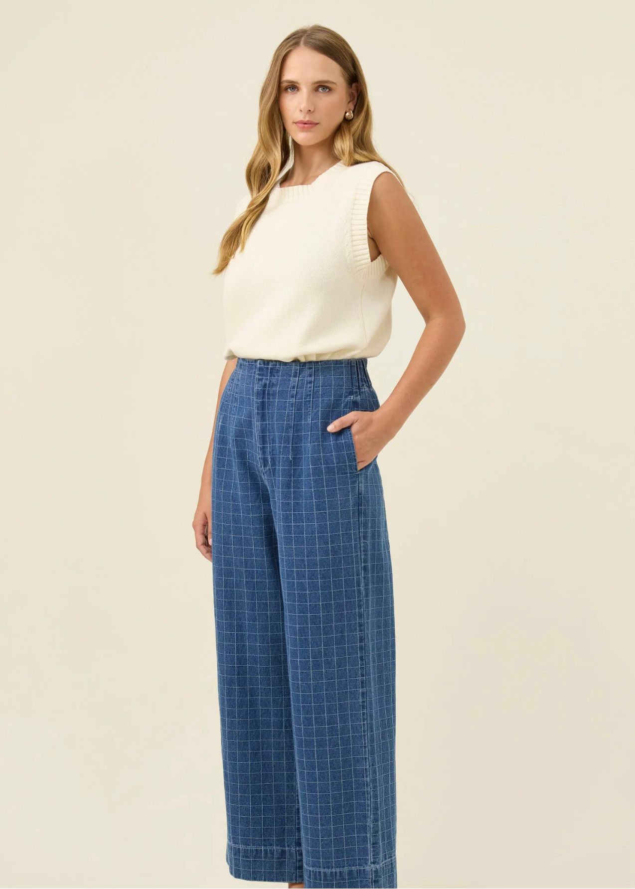 Sloane Denim Pant - Check| Abbey Road Kaikoura