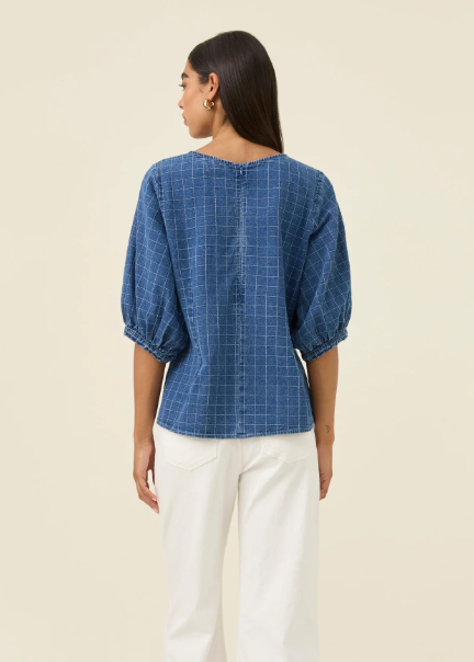 Sloane Denim Top - Check | Abbey Road Kaikoura