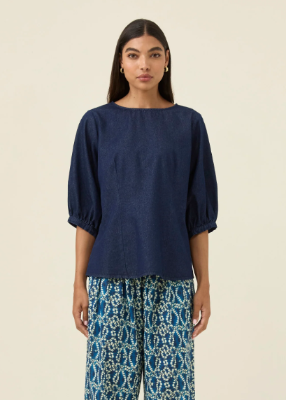 Sloane Denim Top - Dark Indigo | Abbey Road Kaikoura