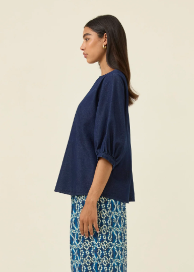 Sloane Denim Top - Dark Indigo | Abbey Road Kaikoura