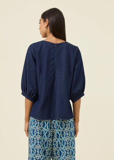 Sloane Denim Top - Dark Indigo | Abbey Road Kaikoura