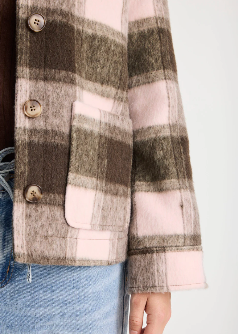 Solace Chocolate Pink Check Oversized Shacket | Abbey Road Kaikoura