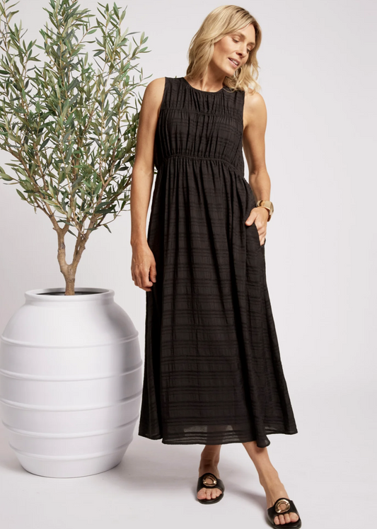 Sovana Ruched Maxi Black | Abbey Road Kaikoura