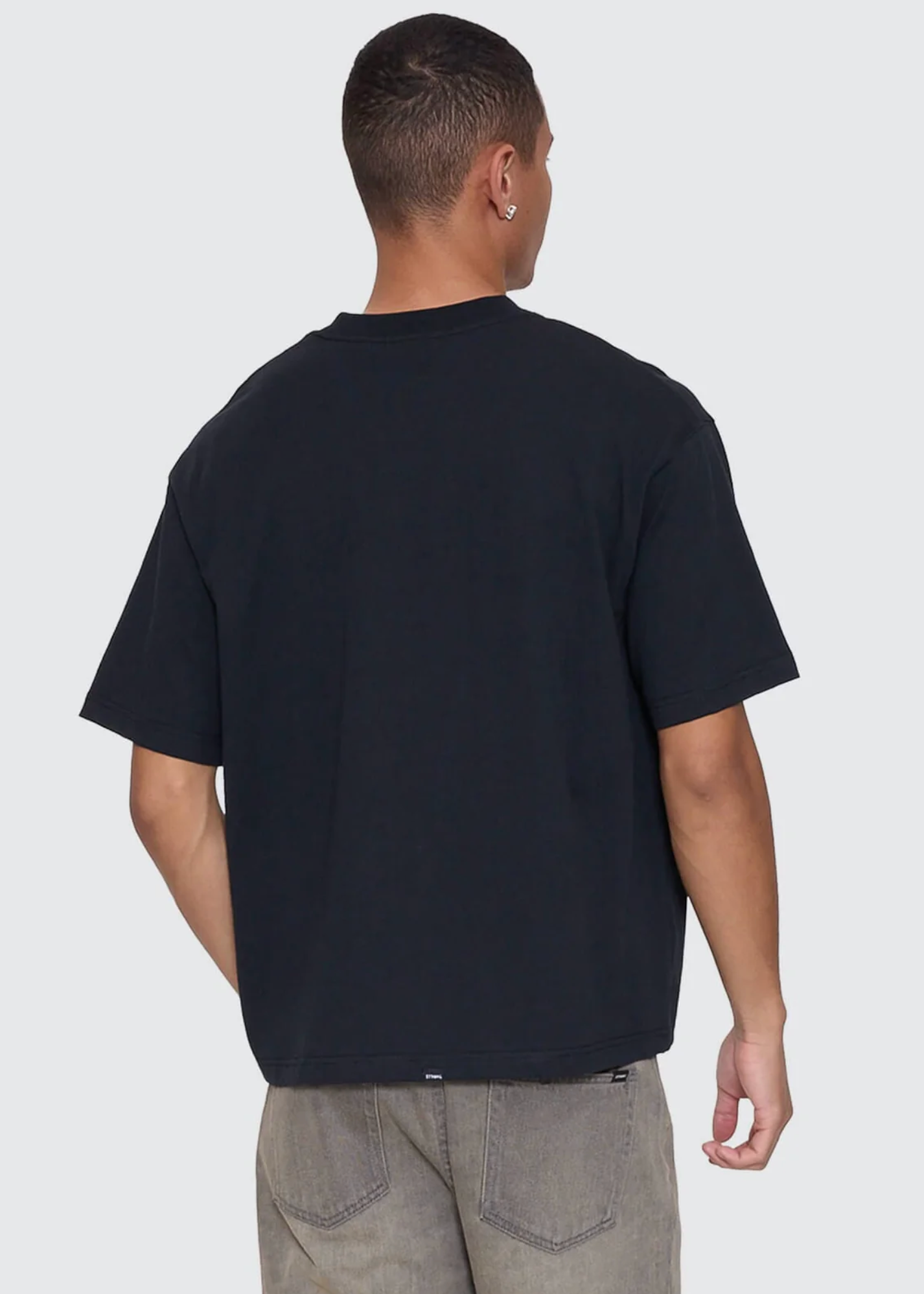 Stagger Box Fit Oversized Cropped Tee - Washed Black  | Abbey Road Kaikoura