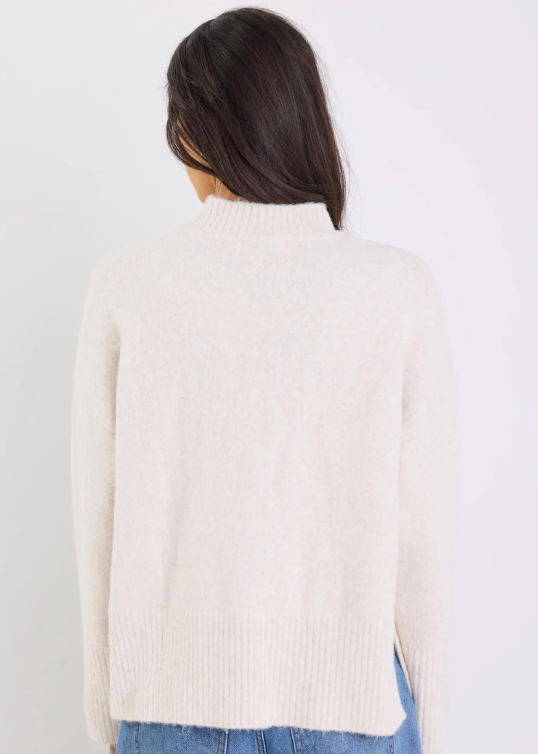 Station Oat Marle Funnel Neck Knit Jumper | Abbey Road Kaikoura