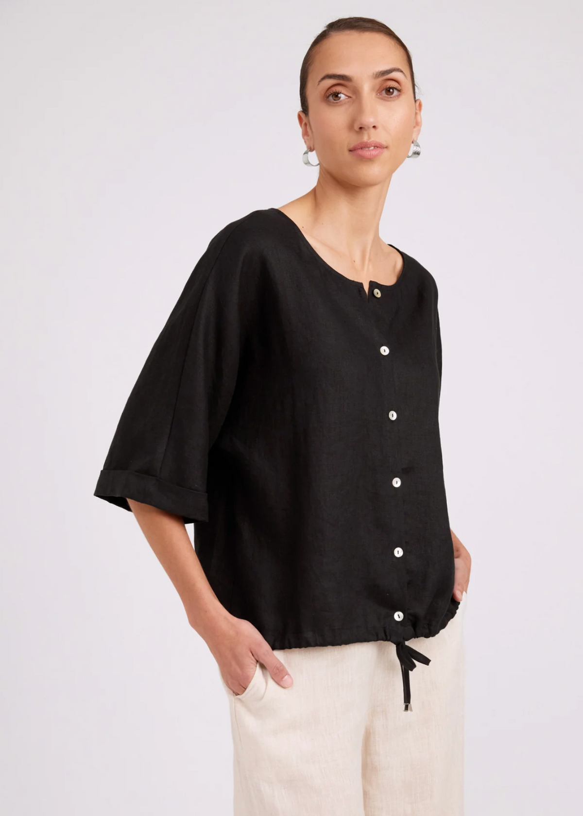 Studio Button Top/Jacket - Black | Abbey Road Kaikoura
