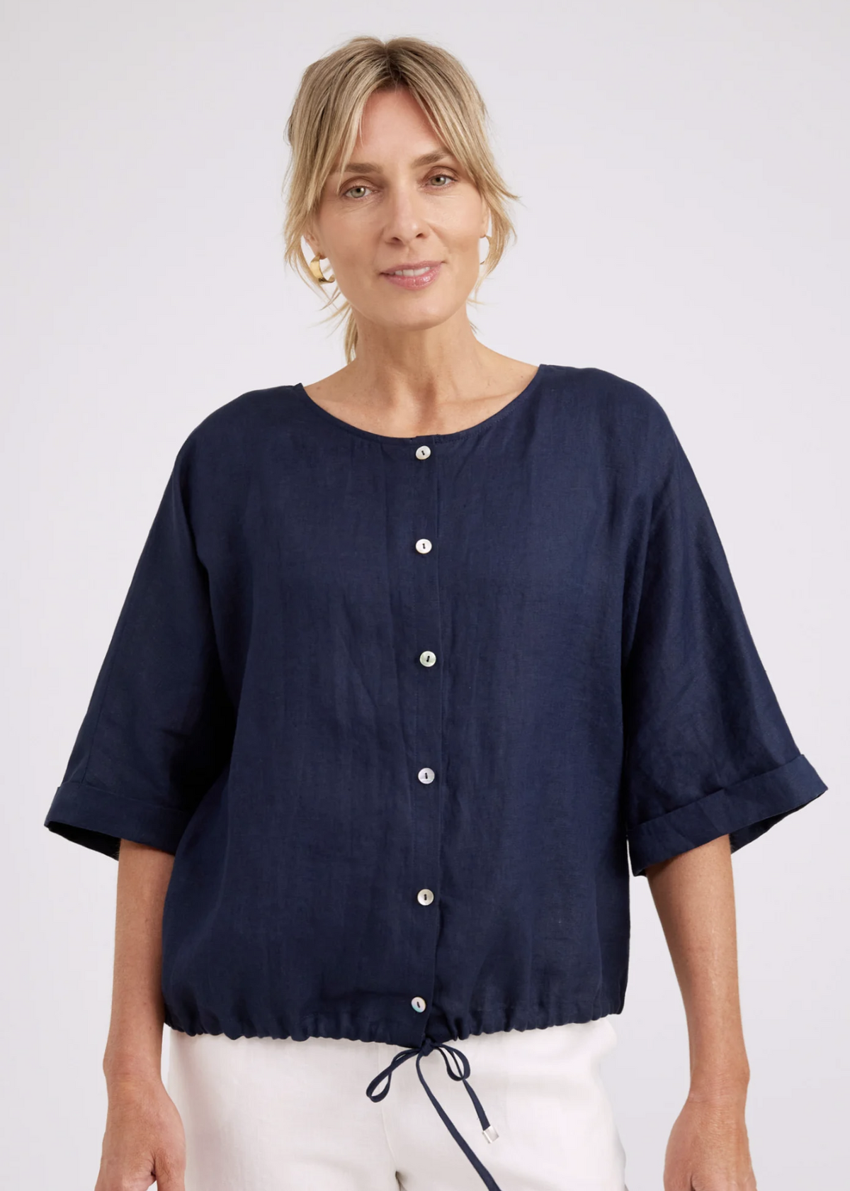 Studio Button Top/Jacket - Navy | Abbey Road Kaikoura