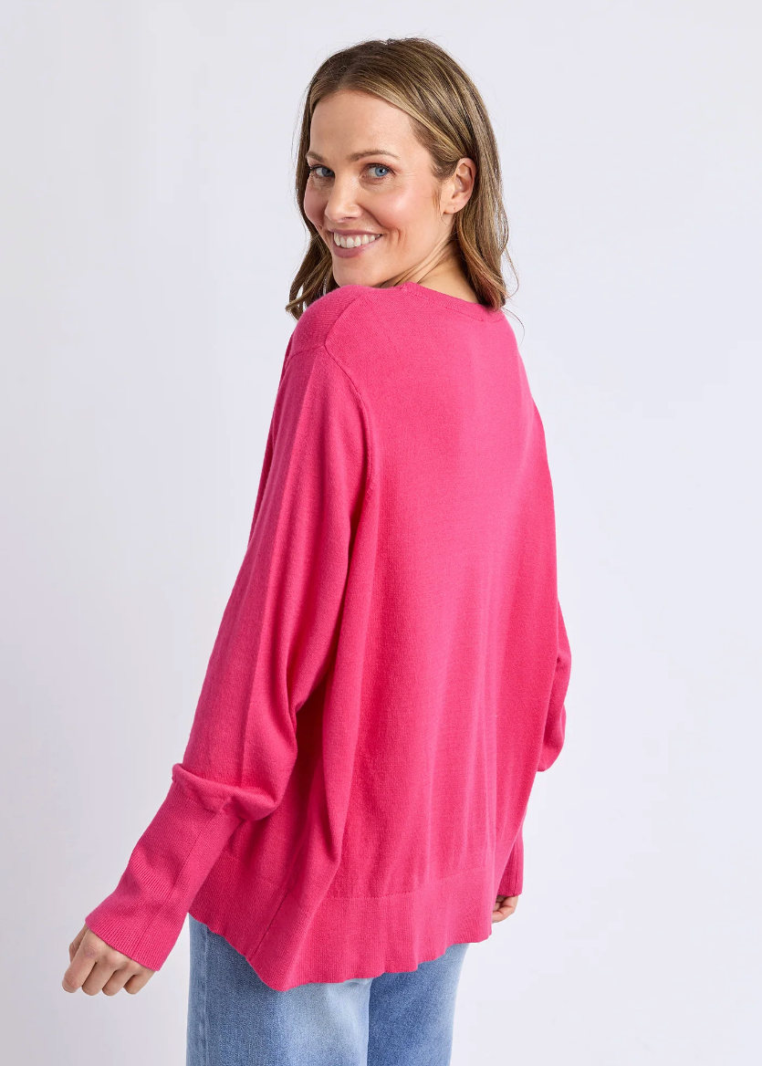 Sunny Long Sleeve Knit Top Hot Pink | Abbey Road Kaikoura