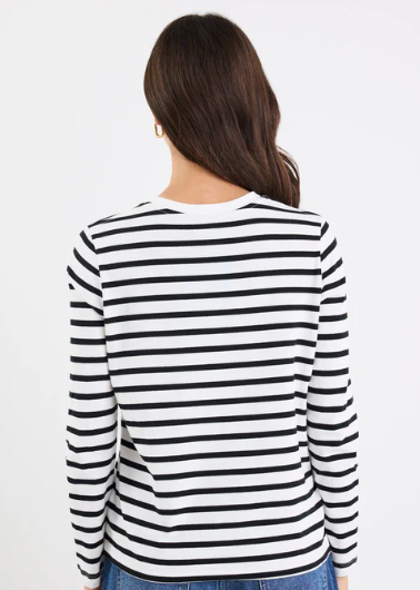 Tether Black White Stripe LS Boxy Tee | Abbey Road Kaikoura