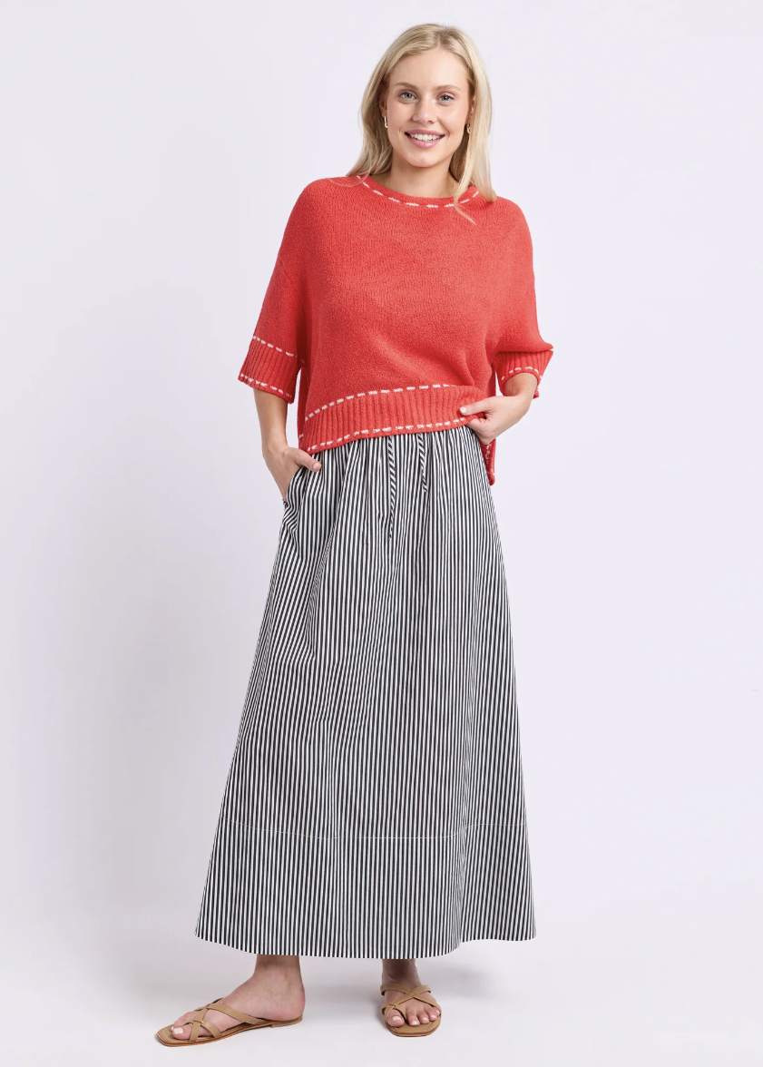 The Willow Skirt - Black/White Stripe  | Abbey Road Kaikoura