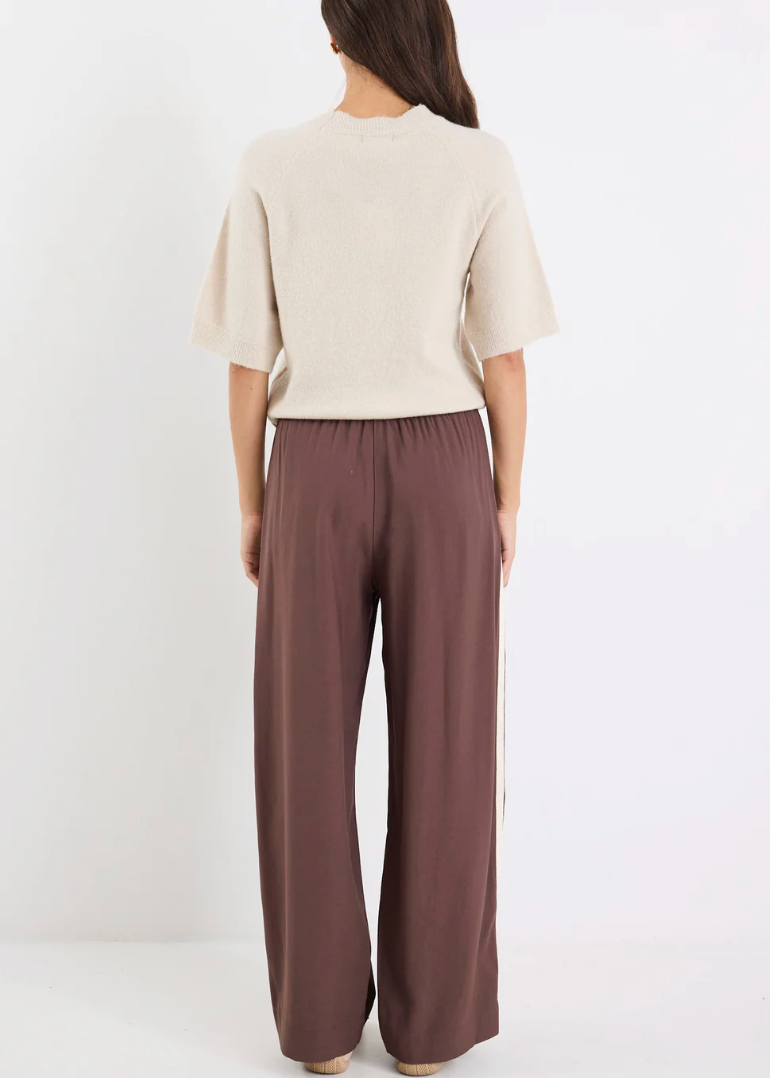 Townie Pant Stripe Side Tape Wide Leg Pant / Chocolate | Abbey Road Kaikoura