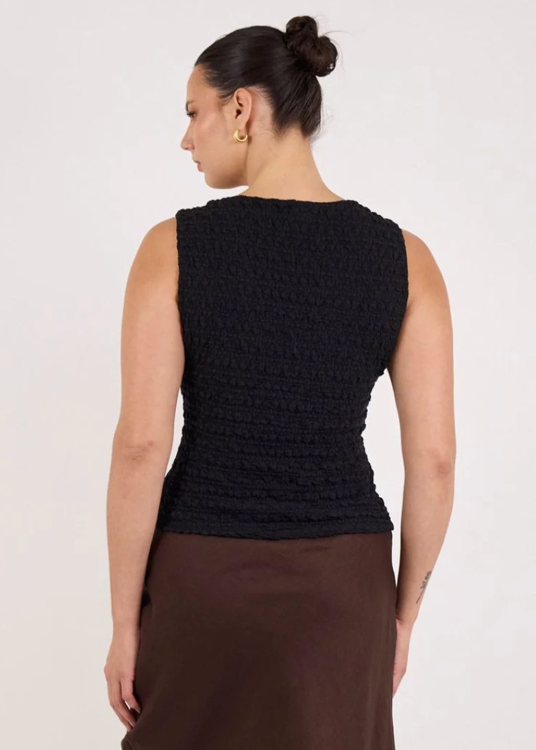 Untamed Black Lace Sleeve Boatneck Top  | Abbey Road Kaikoura