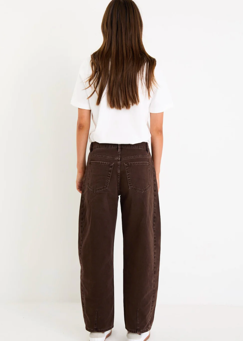 Varsity Chocolate Forward Seam Barrel Jeans | Abbey Road Kaikoura 