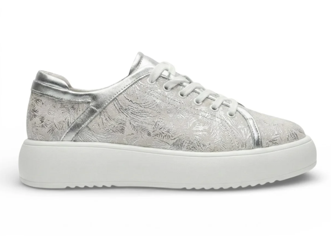 Vela Silver Floral Platform Sneaker | Abbey Road Kaikoura