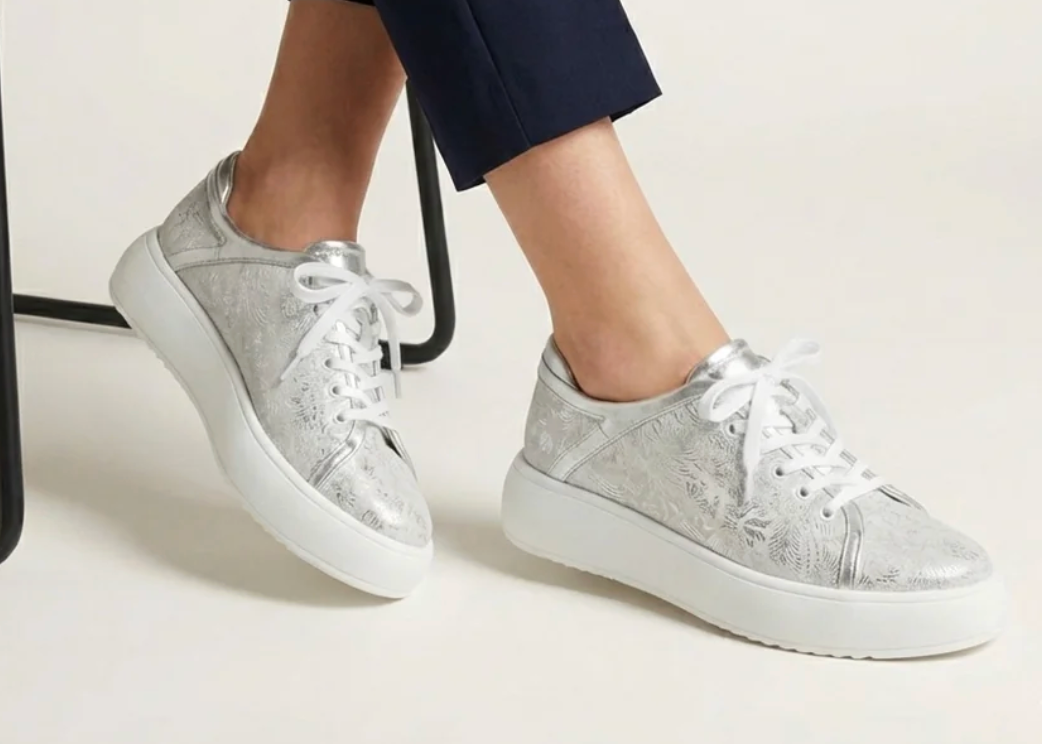 Vela Silver Floral Platform Sneaker | Abbey Road Kaikoura