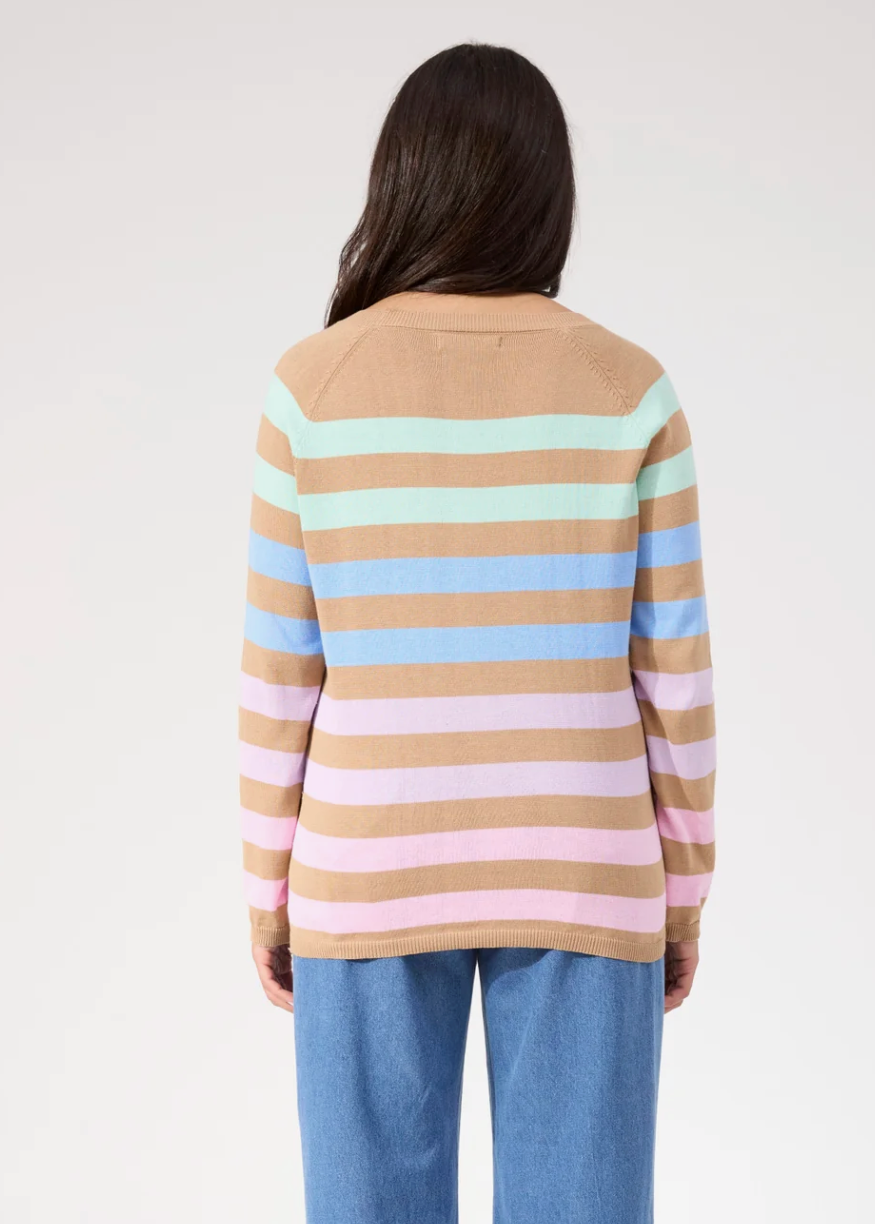 Vermont Stripe Jumper - Tan | Abbey Road Kaikoura