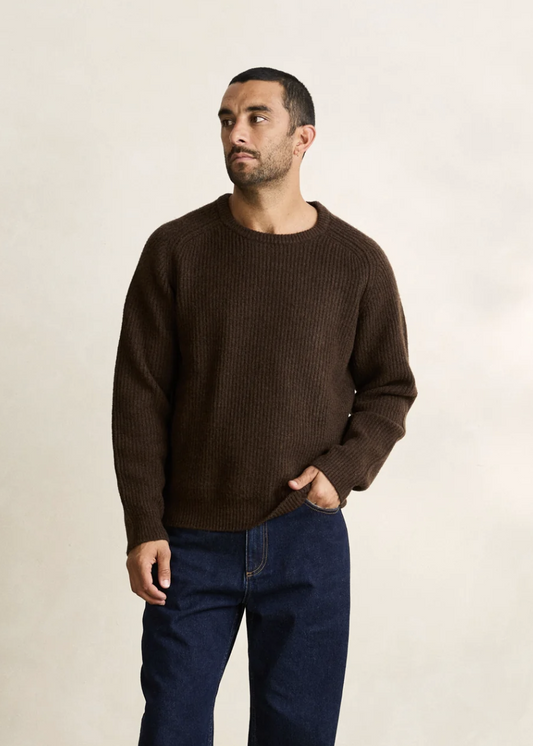 Vintage Waffle Knit Sweater Chocolate | Abbey Road Kaikoura