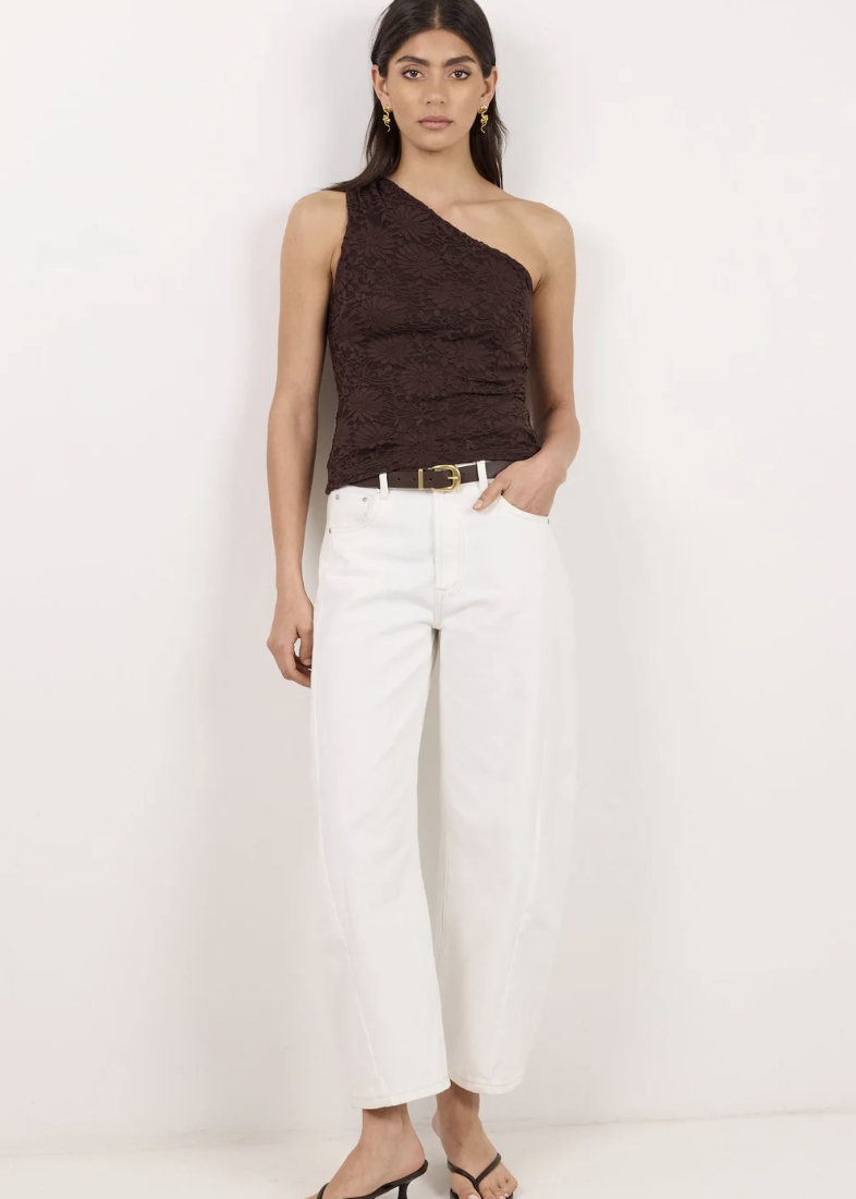 Virtue Chocolate Lace One Shoulder Top | Abbey Road Kaikoura