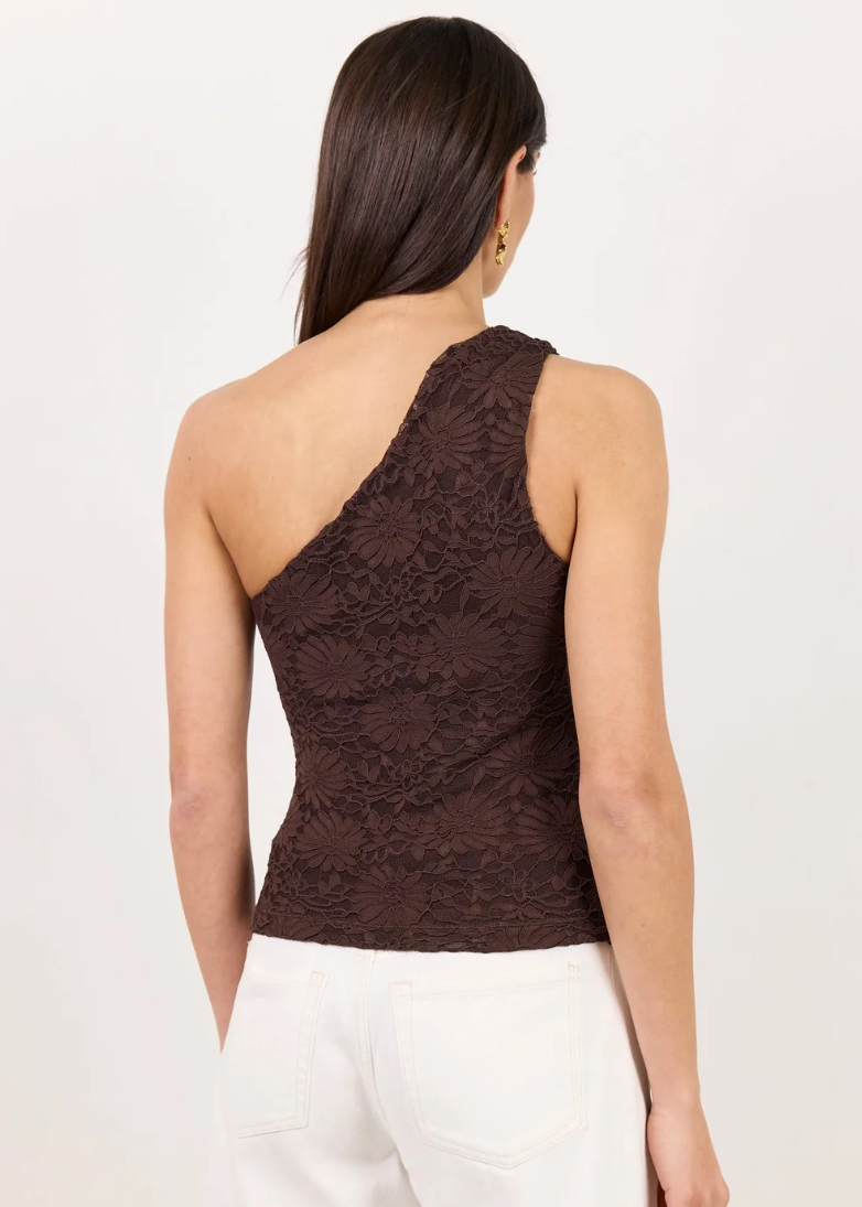 Virtue Chocolate Lace One Shoulder Top | Abbey Road Kaikoura