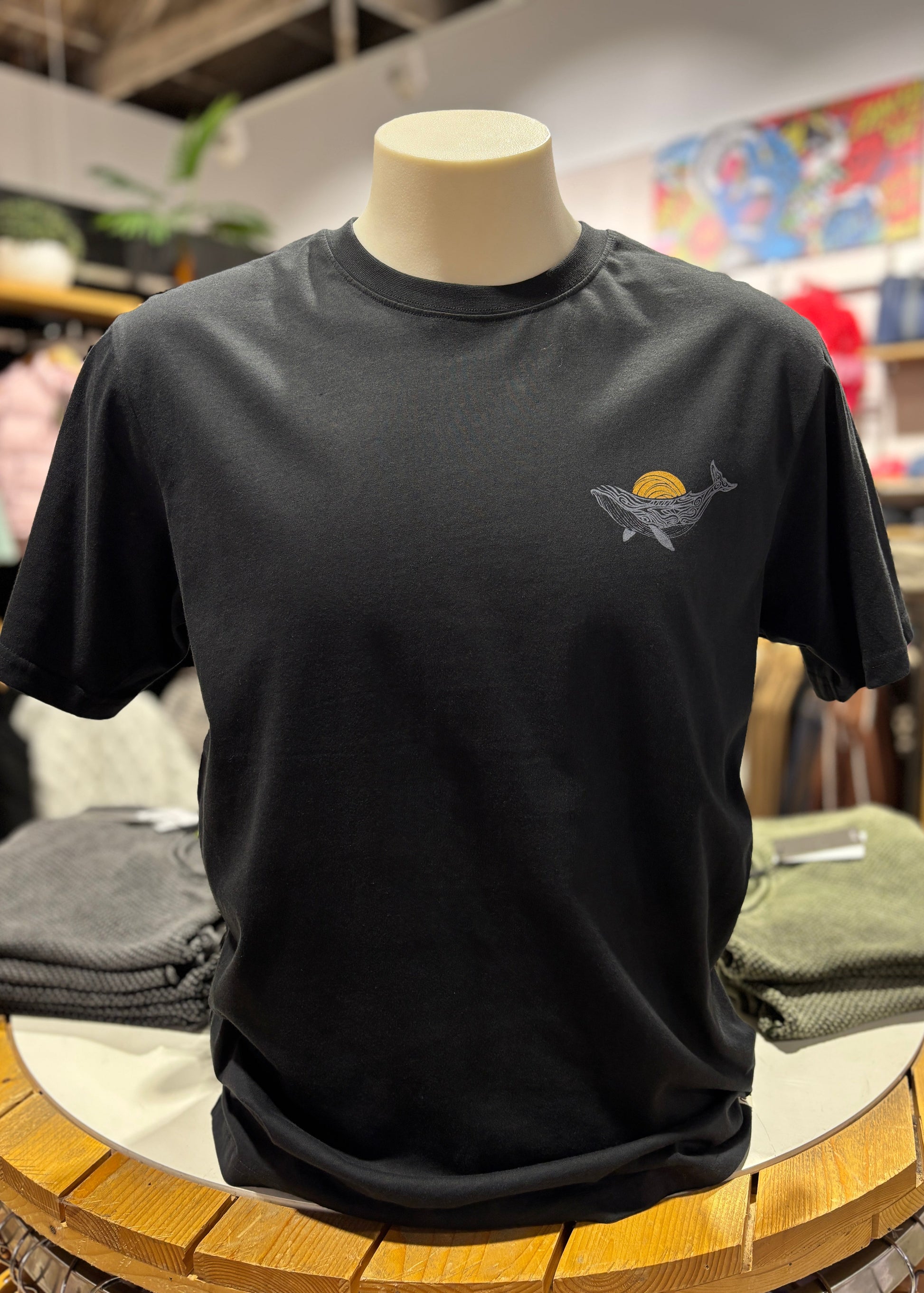Whales Tee-Washed Black | Abbey Road Kaikoura