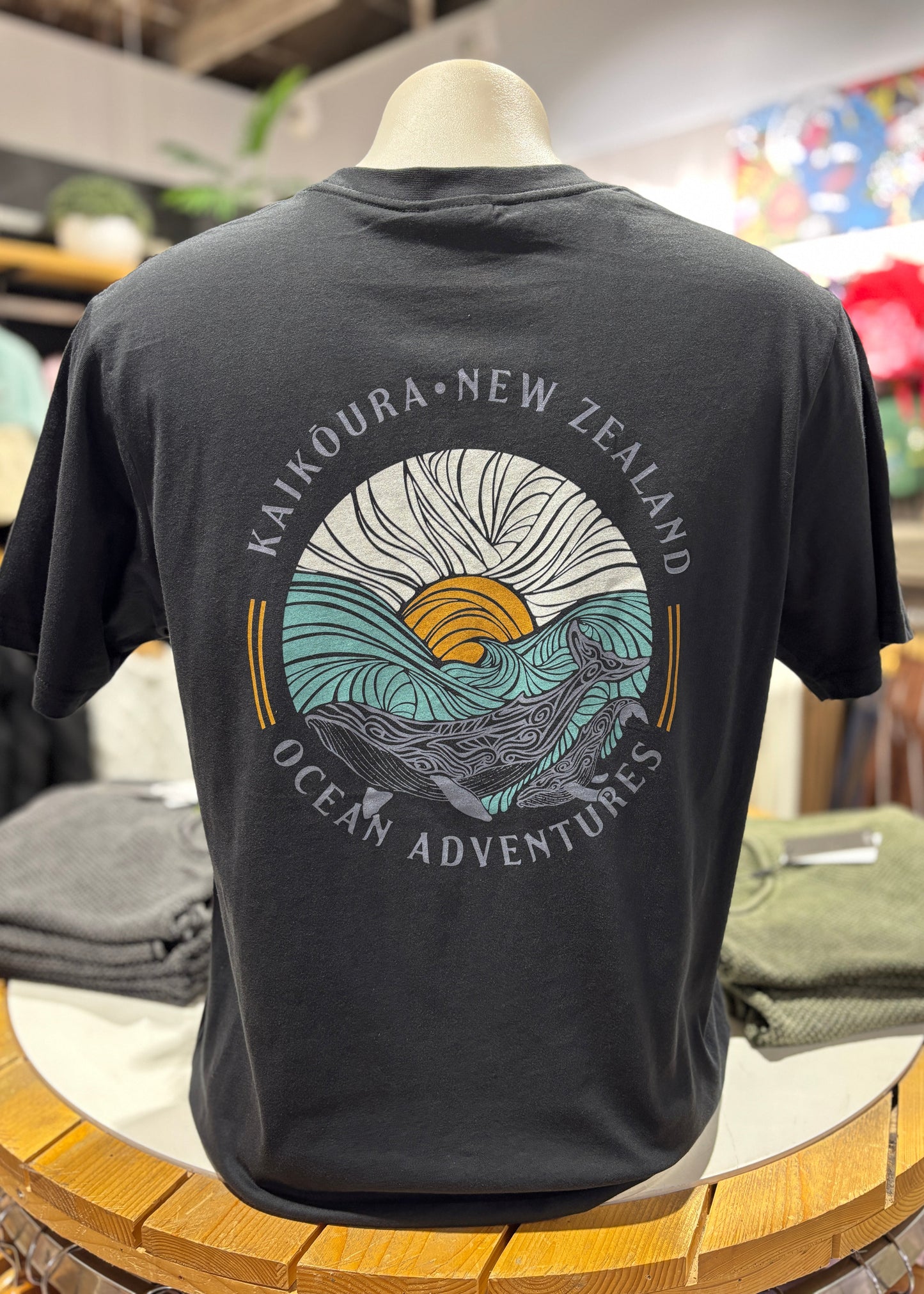 Whales Tee-Washed Black | Abbey Road Kaikoura