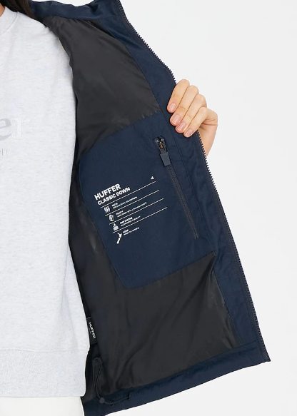 Women's Classic Down Vest Hrgbone Navy | Abbey Road Kaikoura