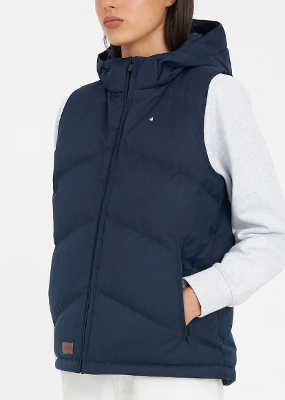 Women's Classic Down Vest Hrgbone Navy | Abbey Road Kaikoura