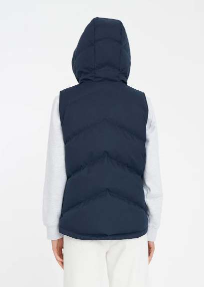 Women's Classic Down Vest Hrgbone Navy | Abbey Road Kaikoura