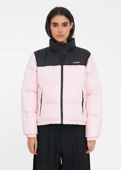 Women's Rider Puffer Jacket Black/Petal | Abbey Road Kaikoura