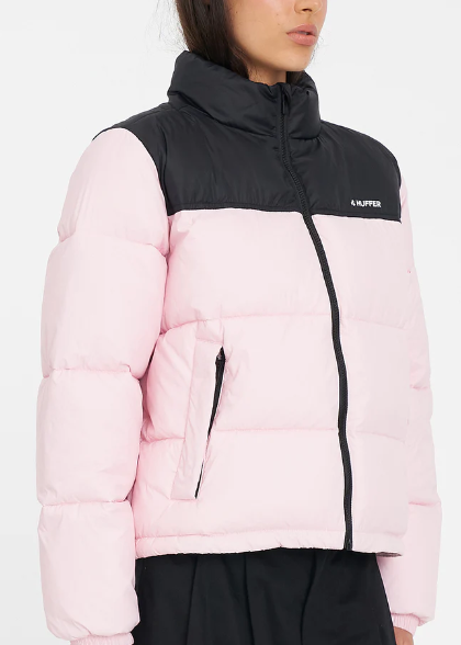 Women's Rider Puffer Jacket Black/Petal | Abbey Road Kaikoura