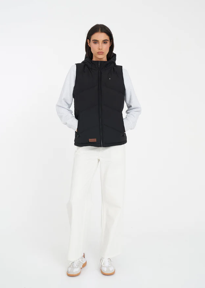 Womens Classic Down Vest Black  | Abbey Road Kaikoura