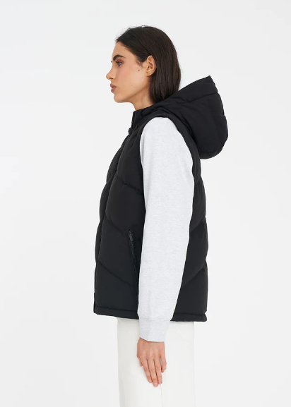 Womens Classic Down Vest Black  | Abbey Road Kaikoura