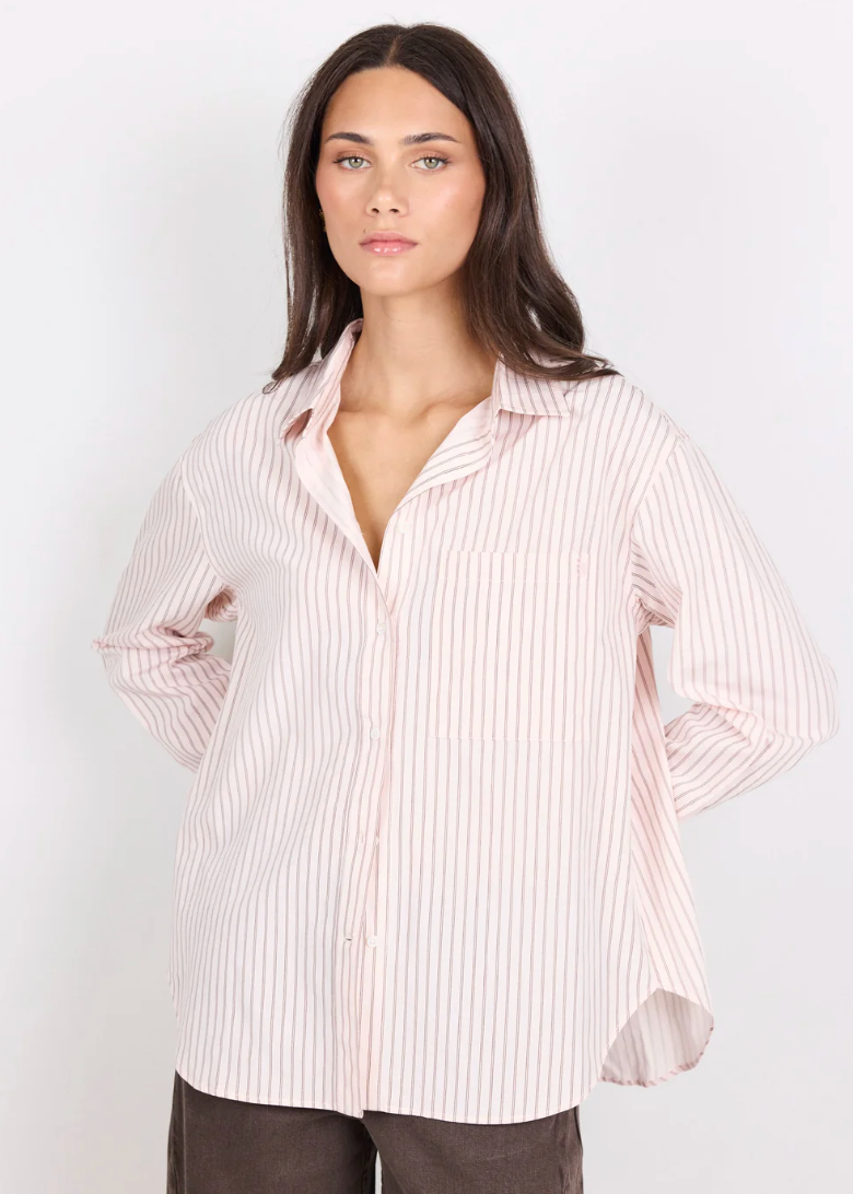 You Got This Blush Double Pinstripe Oversized Boyfriend Shirt | Abbey Road Kaikoura
