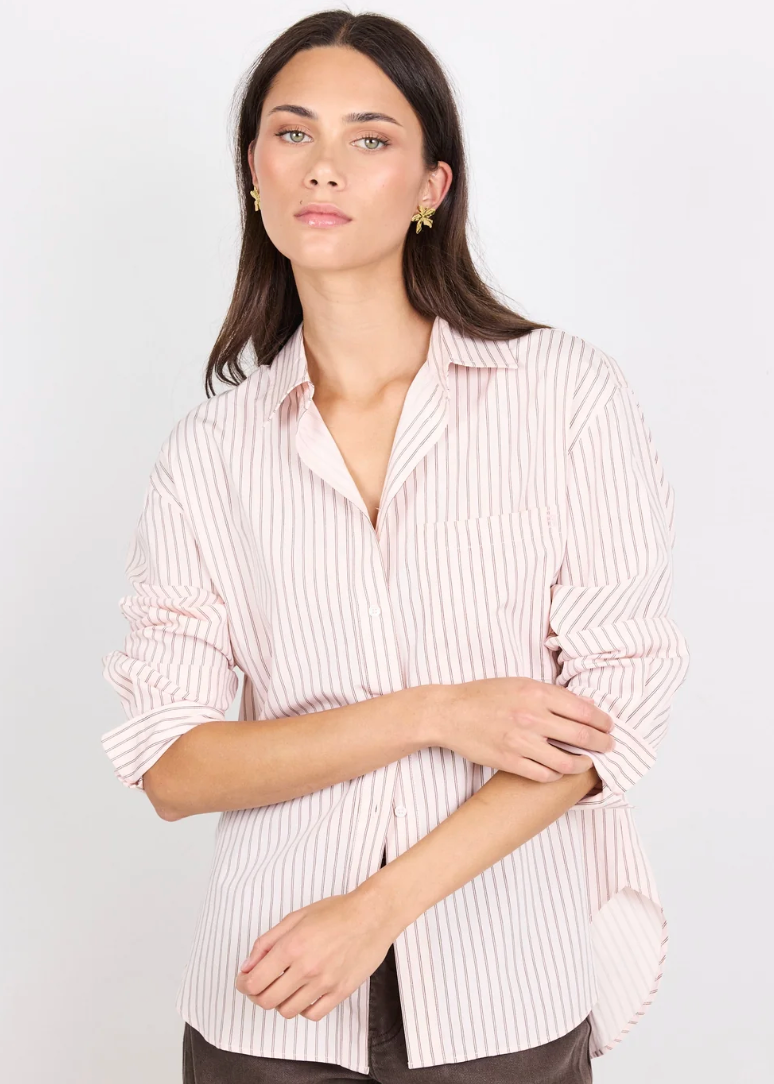 You Got This Blush Double Pinstripe Oversized Boyfriend Shirt | Abbey Road Kaikoura