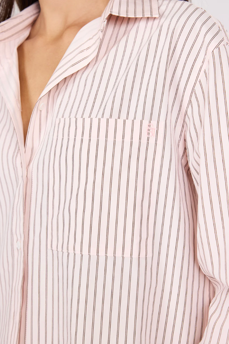 You Got This Blush Double Pinstripe Oversized Boyfriend Shirt | Abbey Road Kaikoura
