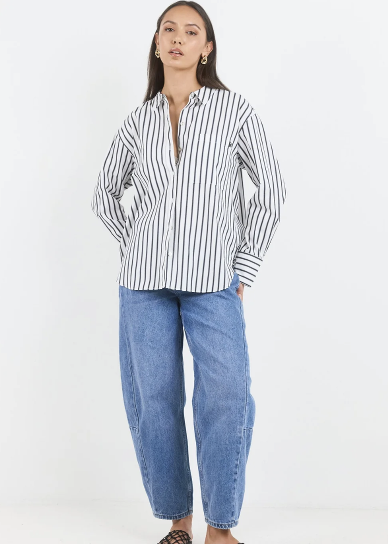 You Got This Boyfriend Shirt White Black Stripe | Abbey Road Kaikoura