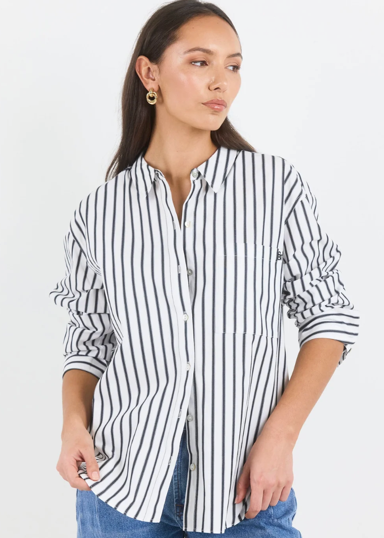 You Got This Boyfriend Shirt White Black Stripe | Abbey Road Kaikoura