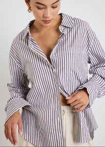 You Got This Chocolate Oversized Shirt Chocolate Stripe| Abbey Road Kaikoura 
