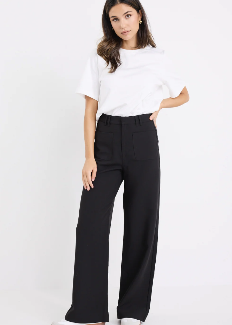 Zoey Tailored High Rise Wide Leg Pants / Black | Abbey Road Kaikoura