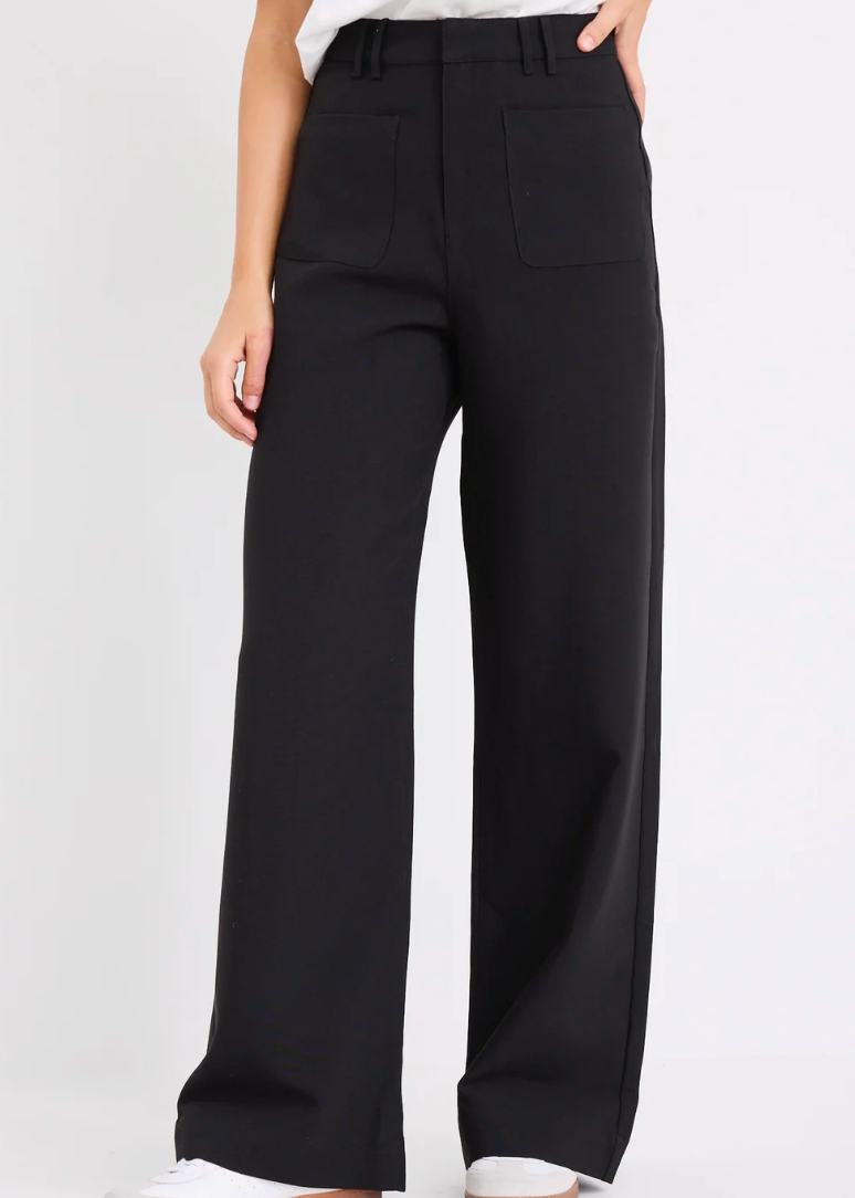 Zoey Tailored High Rise Wide Leg Pants / Black | Abbey Road Kaikoura
