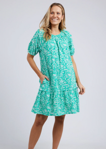 FOXWOOD Bloom Dress Emerald Print | Abbey Road Kaikoura