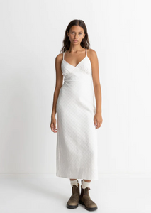 RHYTHM Briannah Bias Cut Midi Dress White | Abbey Road Kaikoura