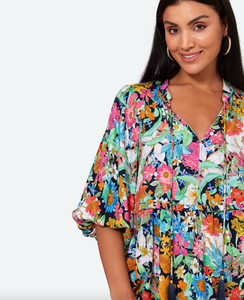 EB & IVE Espirit Frill Top Navy Flourish | Abbey Road Kaikoura